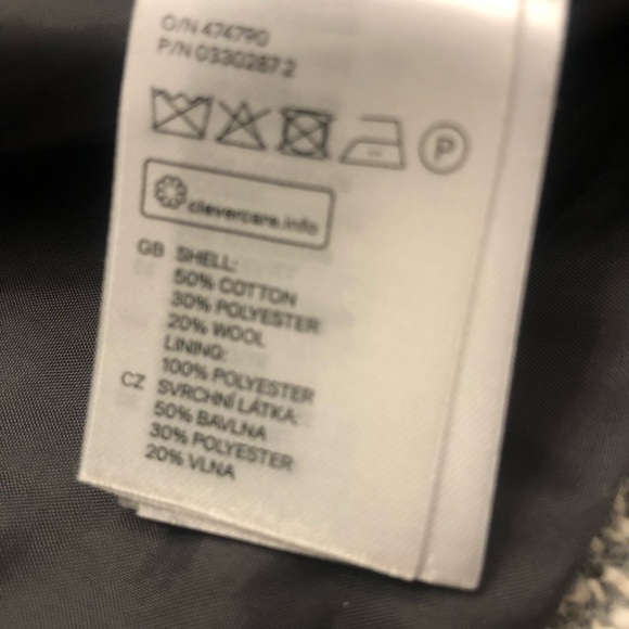 NWOT H&M Beautiful Herringbone Wool Blend Zip Up Coat Gray & White SZ 6 - Picture 4 of 9